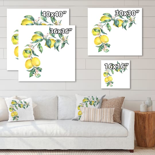 Designart - Branch of Yellow Lemons and Leaves II